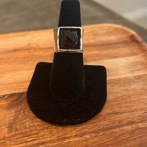 SILPADA STERLING .925 SILVER DUSK TIL DAWN SMOKY QUARTZ SQUARE RING R1453